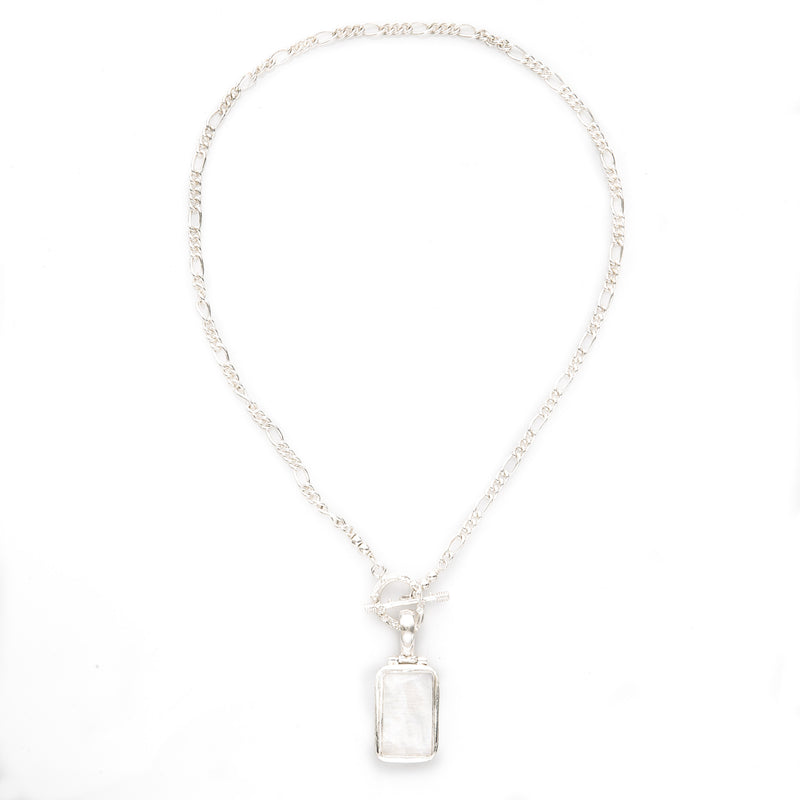 Moonstone Pendant Chain Necklace Designer Front Toggle