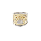 14K Two-Tone Gold Cigar Ring with Sunburst Pattern