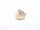 Cigar Ring with Sunburst Pattern in Two-Tone 14K Gold