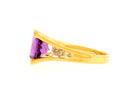 4 Prong Faceted Amethyst & Diamond Ring in 14K Yellow Gold
