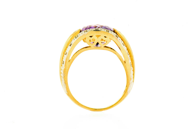 14k Gold Diamond & Amethyst Ring