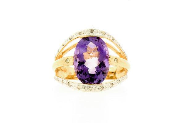 Amethyst & Diamond 14K Gold Ring