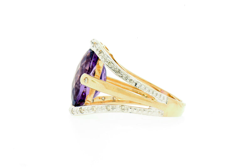 Diamond & Amethyst 14k Gold Ring