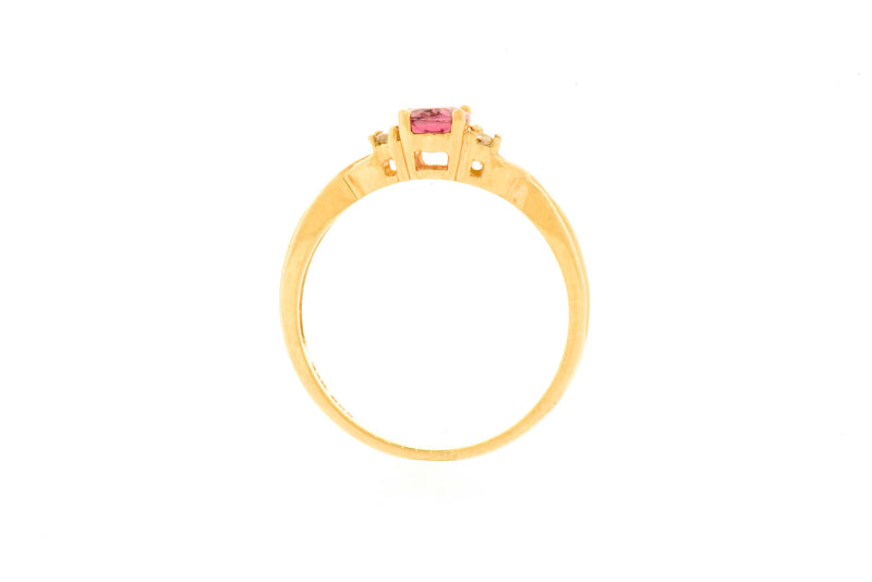 14K Yellow Gold Pink Tourmaline & Diamond Ring