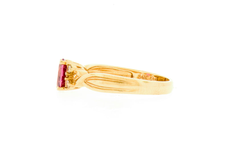 4 prong Pink Tourmaline & Diamond Ring