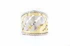 Cigar Ring in 14K White and Yellow Gold with Wide Squiggle