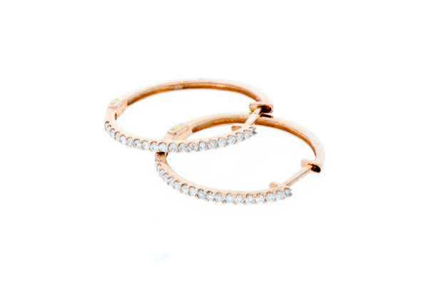 Diamond Hoop Earrings in Rose Gold