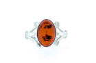 Amber Oval Sterling Silver Ring
