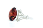 Oval Amber Ring Sterling Silver