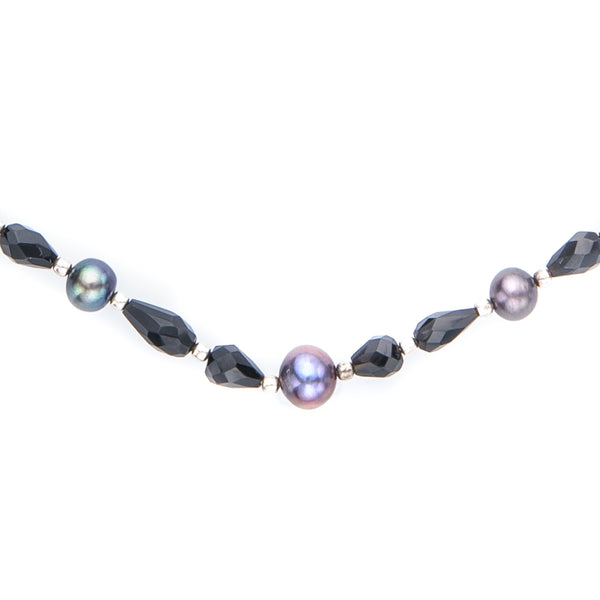 Black Onyx and Purple Pearl Necklace