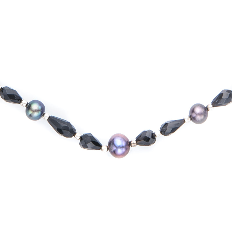 Black Onyx and Purple Pearl Necklace