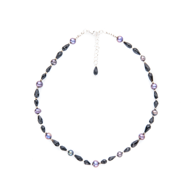 Black Onyx and Purple Pearl Necklace