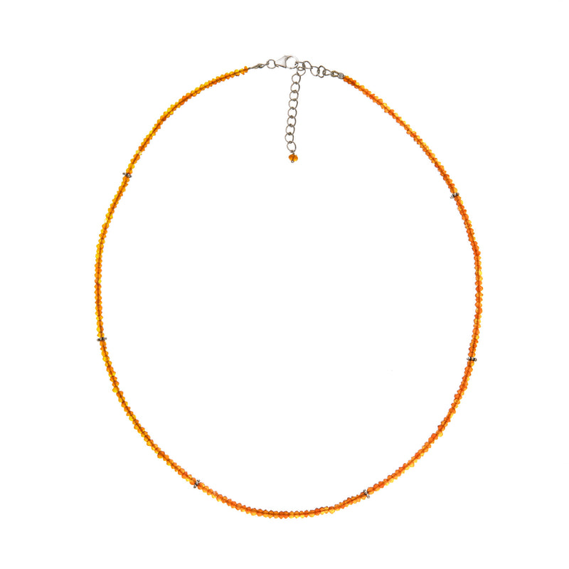 Carnelian Gemstone Necklace with Sterling Silver Accents
