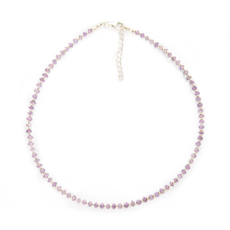 Amethyst and Sterling Silver Necklace 4mm