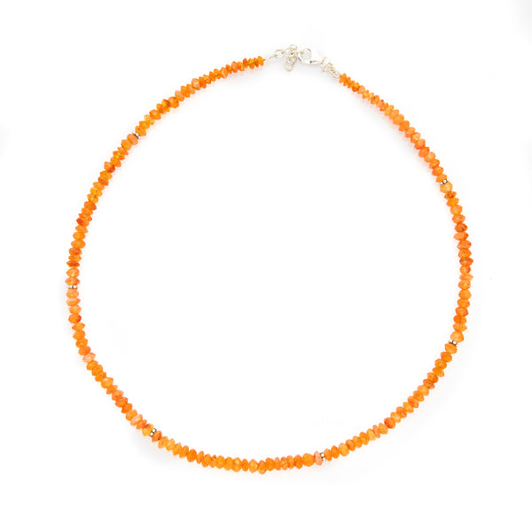 Bright Carnelian Gemstone Necklace with Sterling Silver