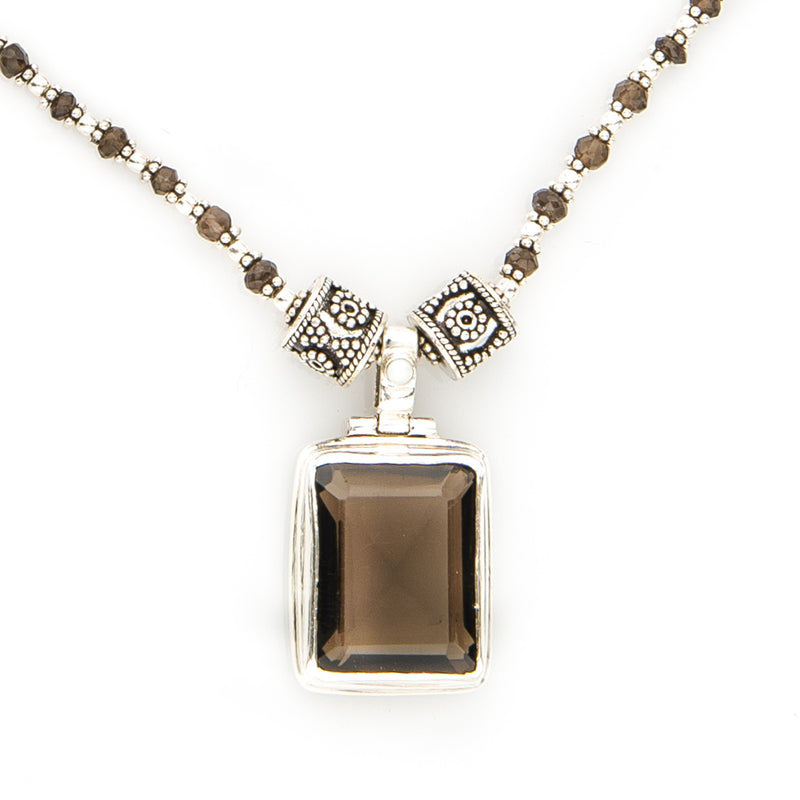 Smoky Brown Quartz Pendant Sterling Silver Necklace