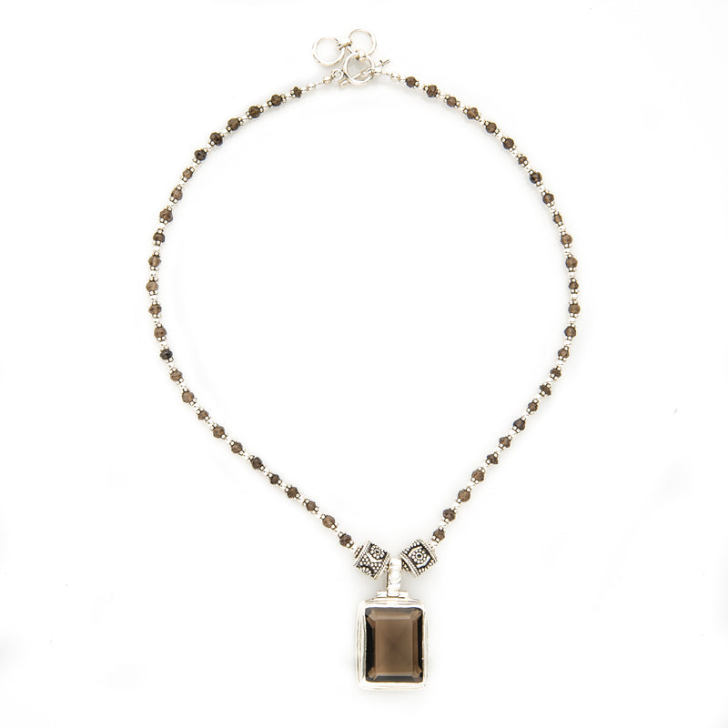 Smoky Brown Quartz Pendant Sterling Silver Necklace