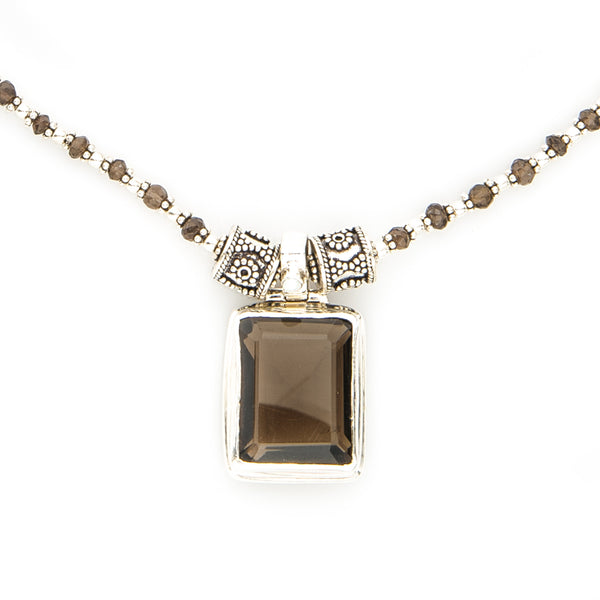 Smoky Brown Quartz Pendant Sterling Silver Necklace