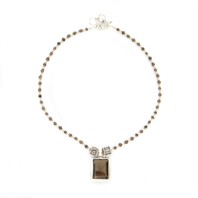 Smoky Brown Quartz Pendant Sterling Silver Necklace