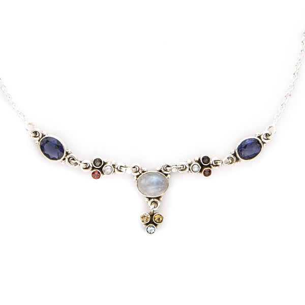 Multi Gemstone Sterling Silver Necklace