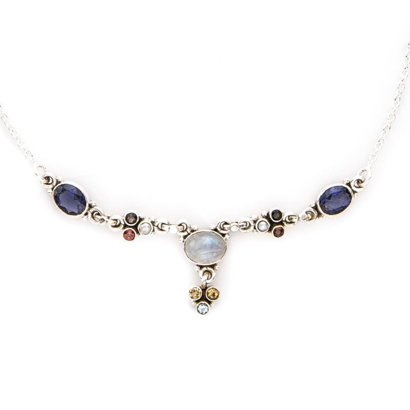 Multi Gemstone Sterling Silver Necklace