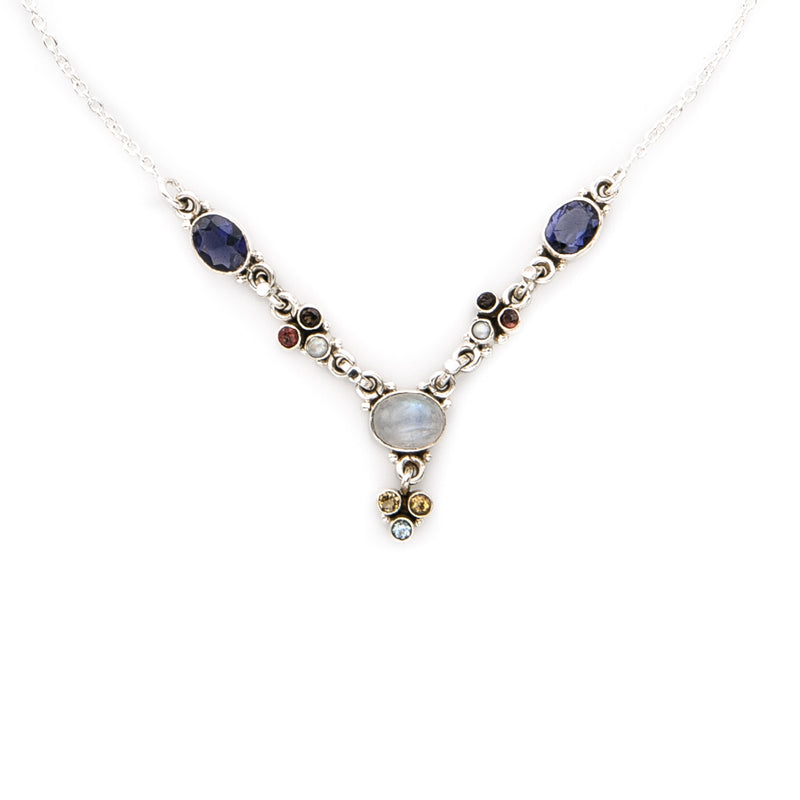 Moonstone and Multi Gemstone Necklace
