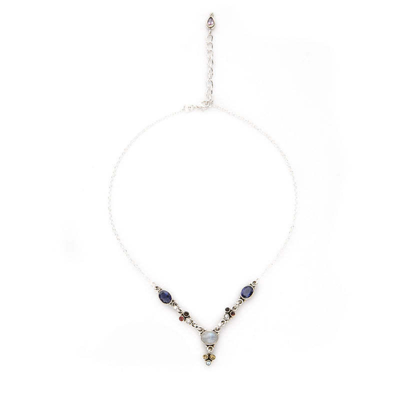 Multi Gemstone Sterling Silver Necklace