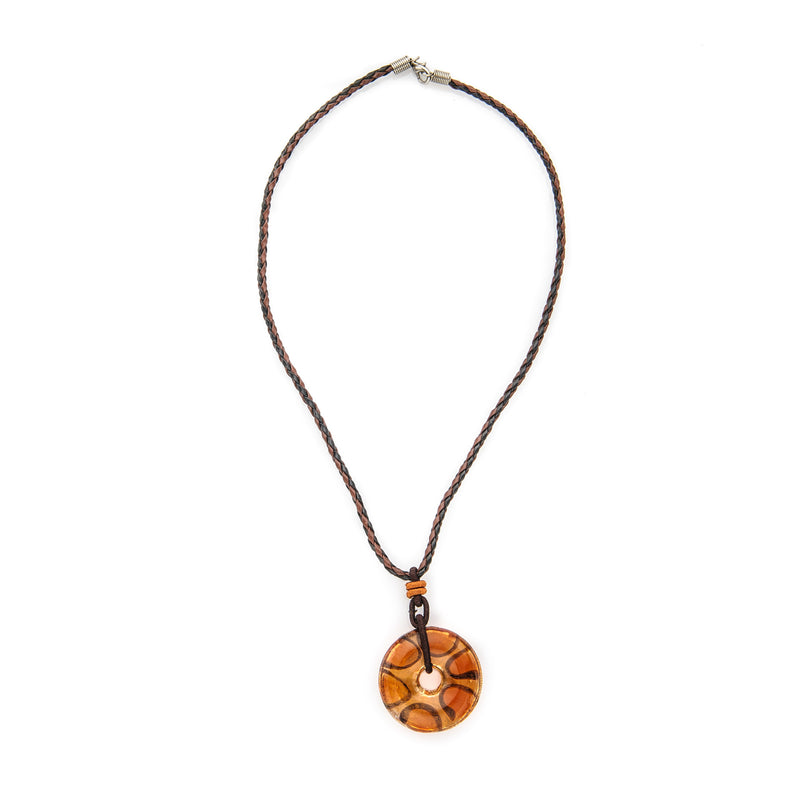 Orange Fused Glass Pendant Necklace