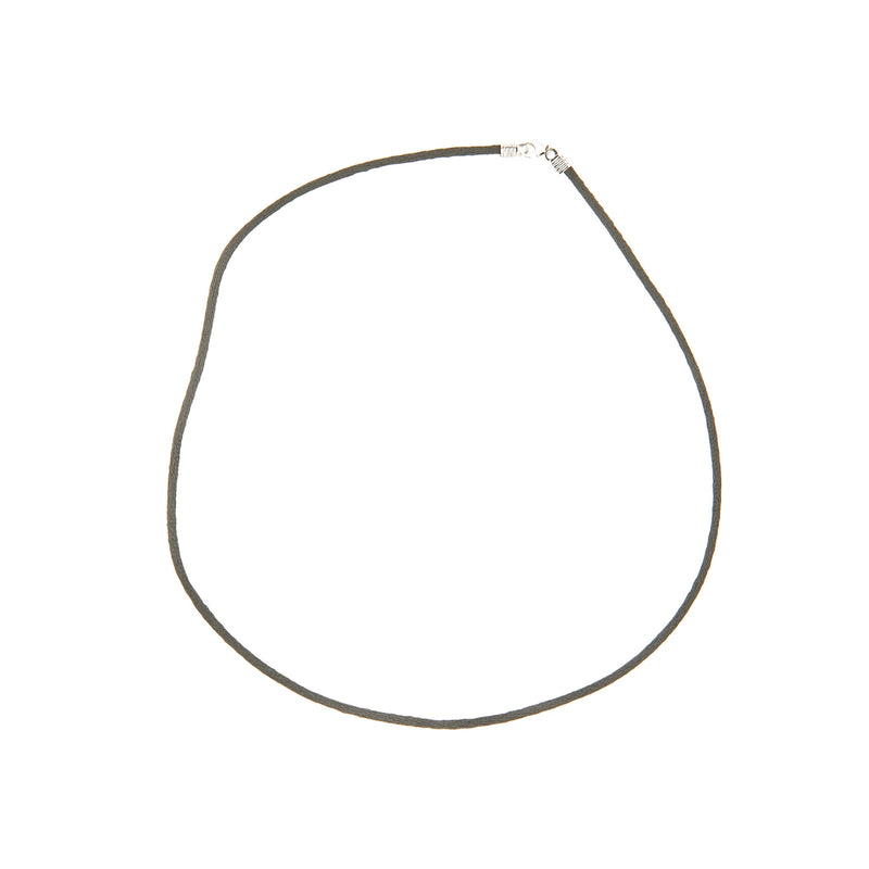 Single Silky Cord Necklace with Silver Clasp