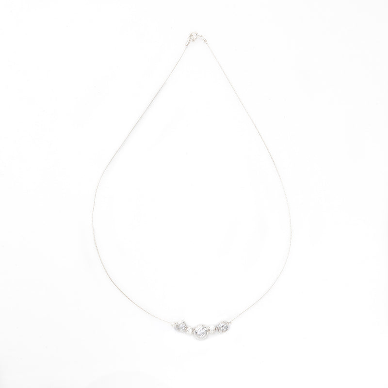 Diamond Cut Swirl Bead Sterling Silver Chain Necklace