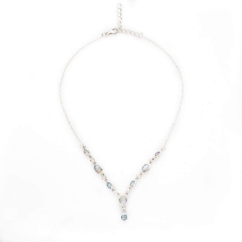 Moonstone & Aquamarine Sterling Silver Necklace