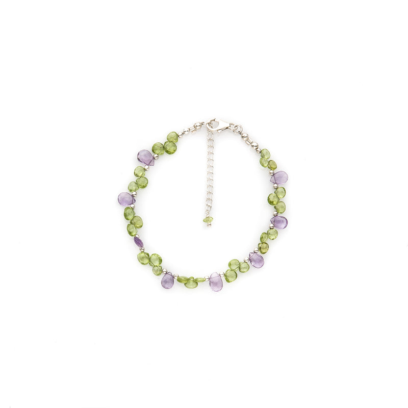 Peridot & Amethyst Faceted Gemstone Bracelet