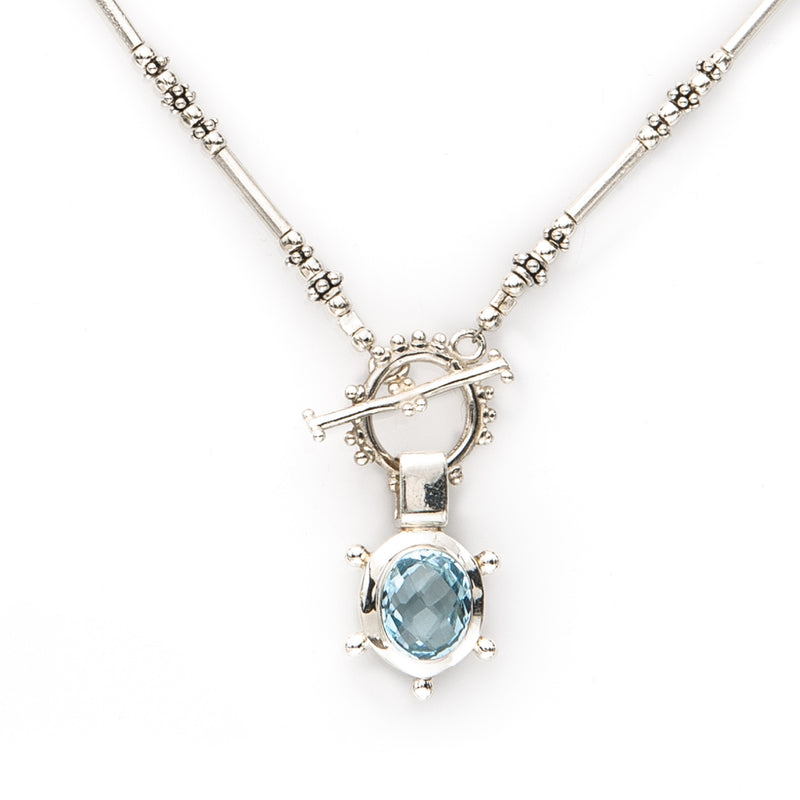 Front Toggle Aquamarine Pendant Necklace
