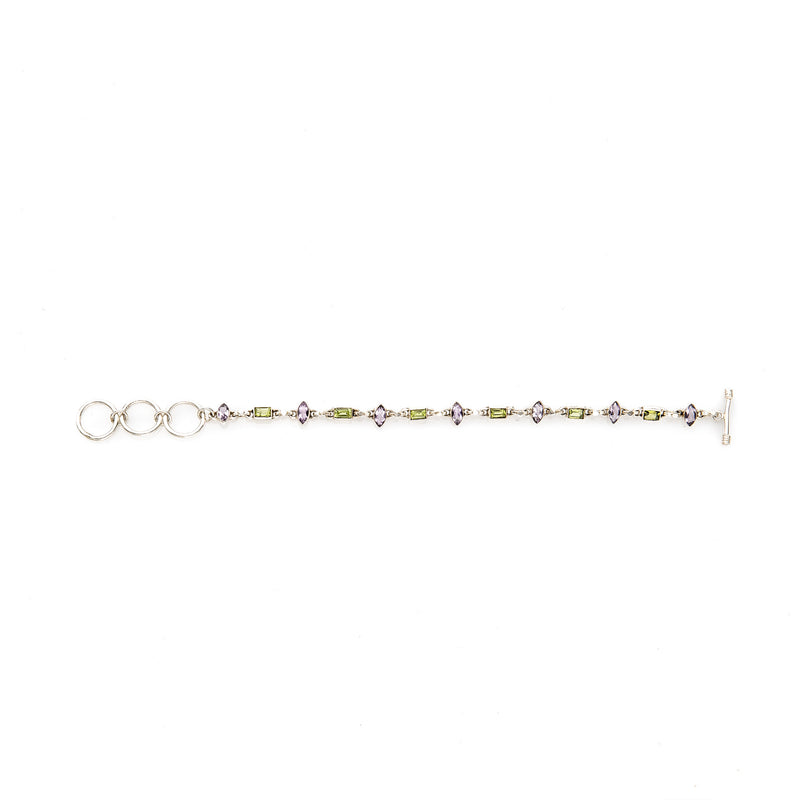 Iolite and Peridot Sterling Silver Bracelet