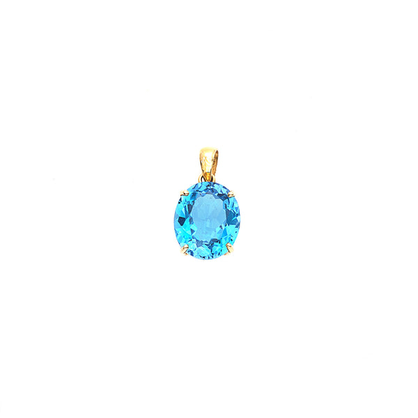 Blue Topaz 14k Gold Pendant Oval 