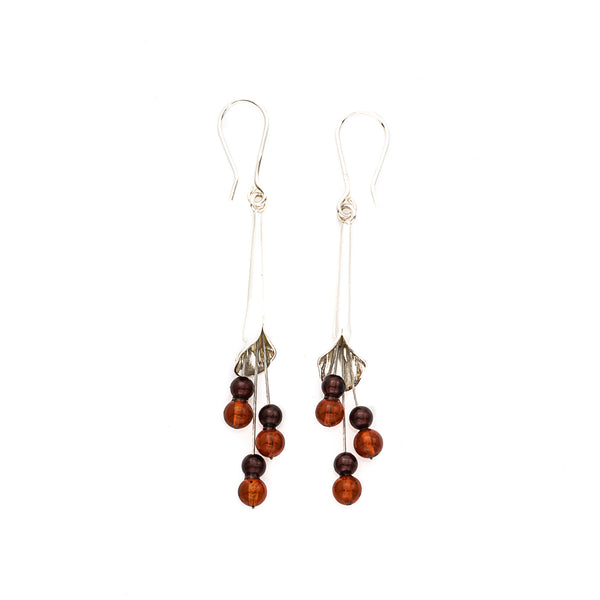 Honey & Cognac Amber Sterling Silver Earrings