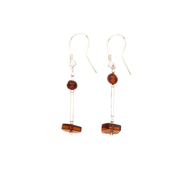 Amber Sterling Silver Dangle Earrings
