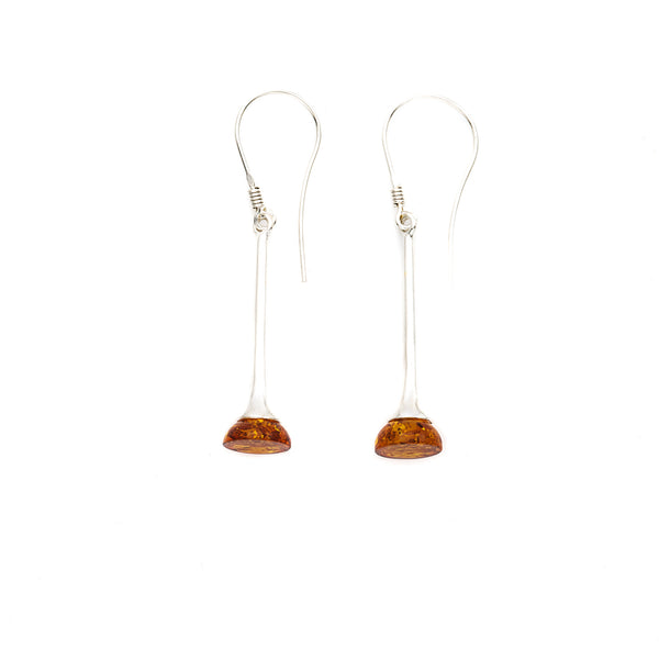 Honey Amber Trumpet Sterling Silver Earrings
