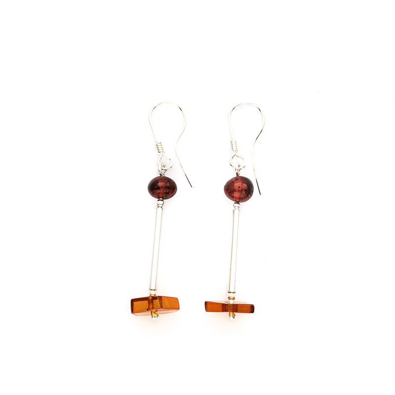 Baltic Amber Dangle Earrings - Sterling Silver
