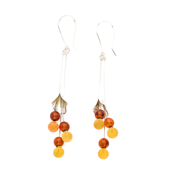 Honey & Butterscotch Amber Sterling Silver Calla Lily Earrings