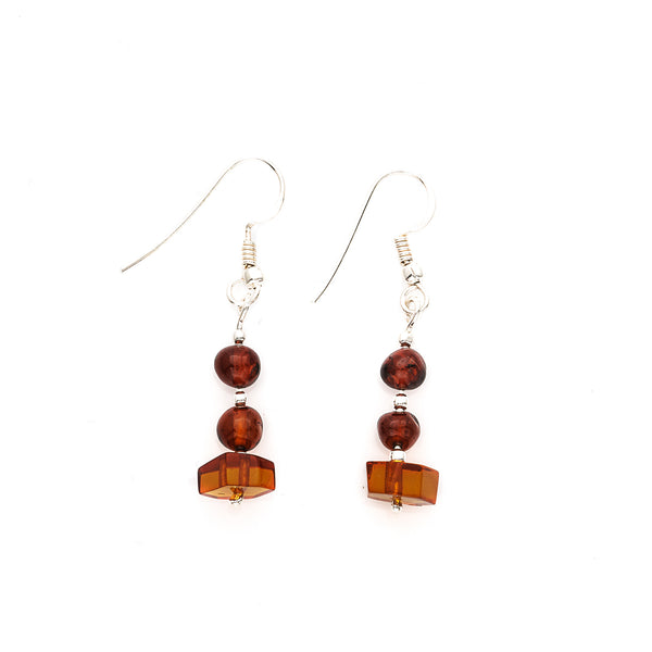 Cognac & Honey Amber Dangle Earrings