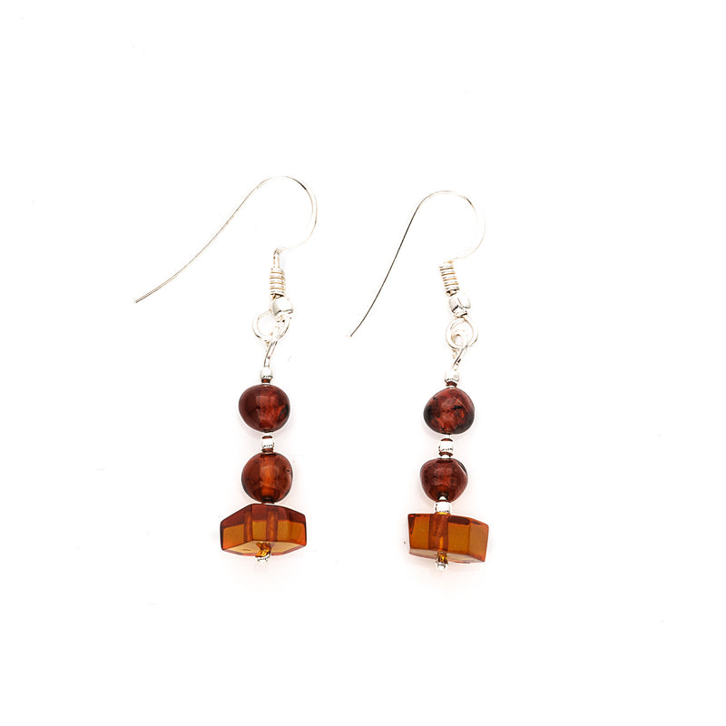 Cognac & Honey Amber Dangle Earrings