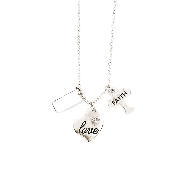 Love - Faith Charm Sterling Silver Necklace