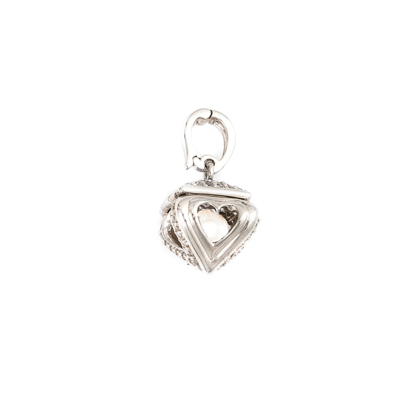 Sterling Silver Heart Locket with Dangle Pearl