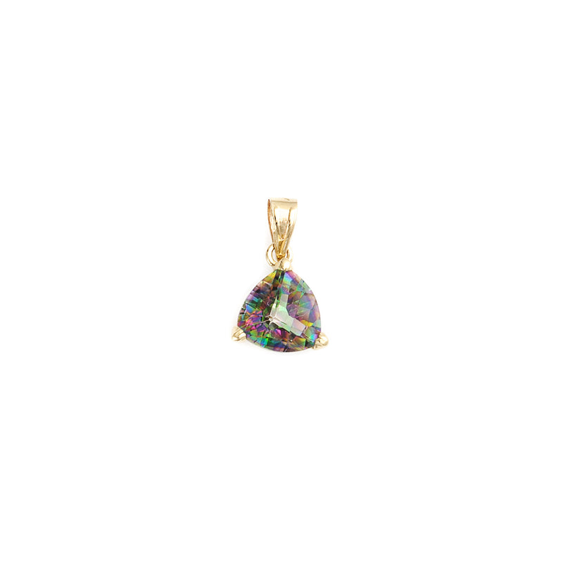 Mystic Topaz Trillion Pendant 14k Gold