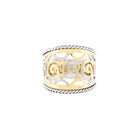 14K Yellow and White Gold Scroll Design Cigar Ring