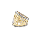 Sunburst Pattern Cigar Ring in Two-Tone 14K Gold