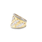 Zigzag Pattern Cigar Ring in 14K Two-Tone Gold