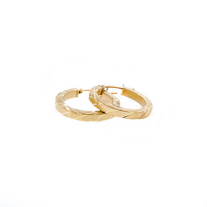 Diamond Cut 14K Gold Hoop Earrings
