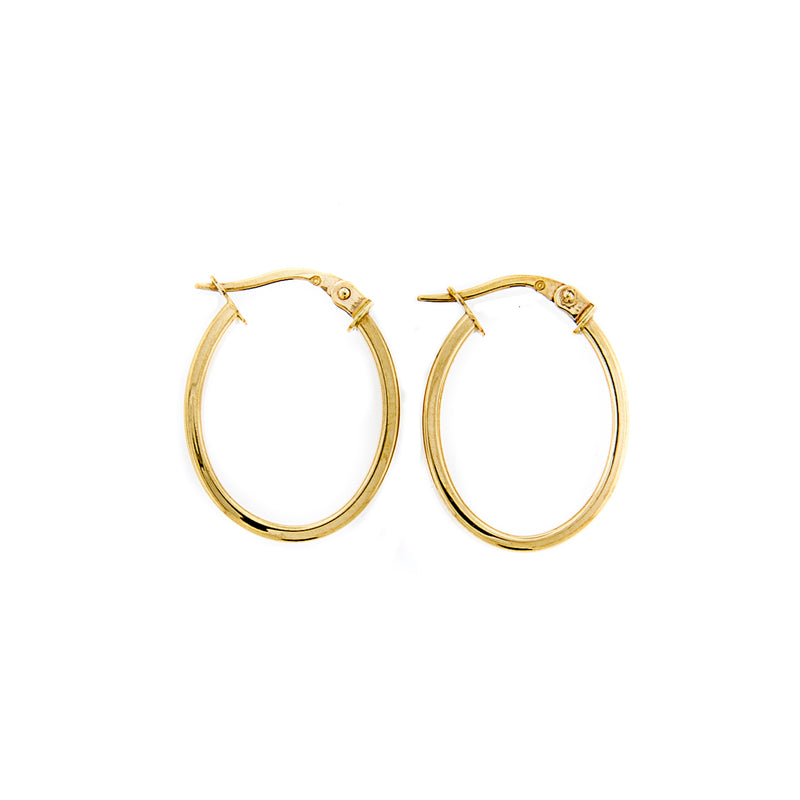 Oval Hoop Earrings in 14K Yellow Gold